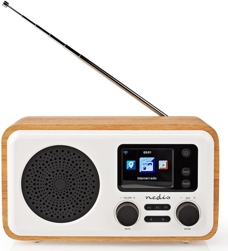 Internet Radio Bord design Bluetooth® / Wi-Fi DAB+ / FM / Internet 2.4 " Farge skjerm 7 W Fjernstyrtkontrolert App kontrollert Vekke