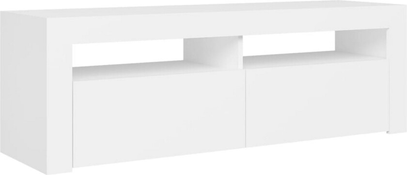 TV-benk med LED-lys hvit 120x35x40 cm