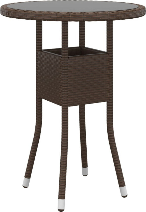 Hagebord Ø60x75 cm herdet glass og polyrotting brun