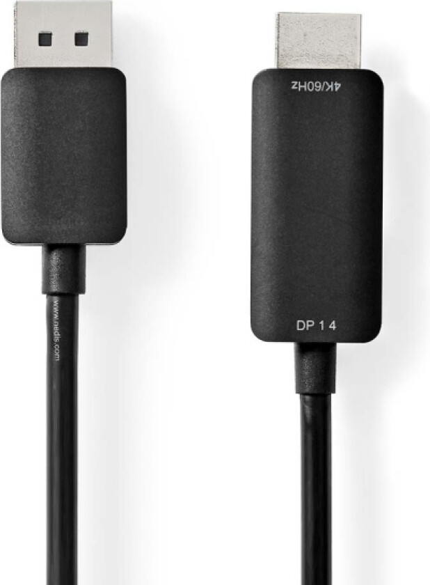 Displayport-kabel | DisplayPort Han | HDMI ™ -kontakt | 4K@60Hz | Nikkel belagt | 2.00 m | Rund | PVC | Sort | Plastpose