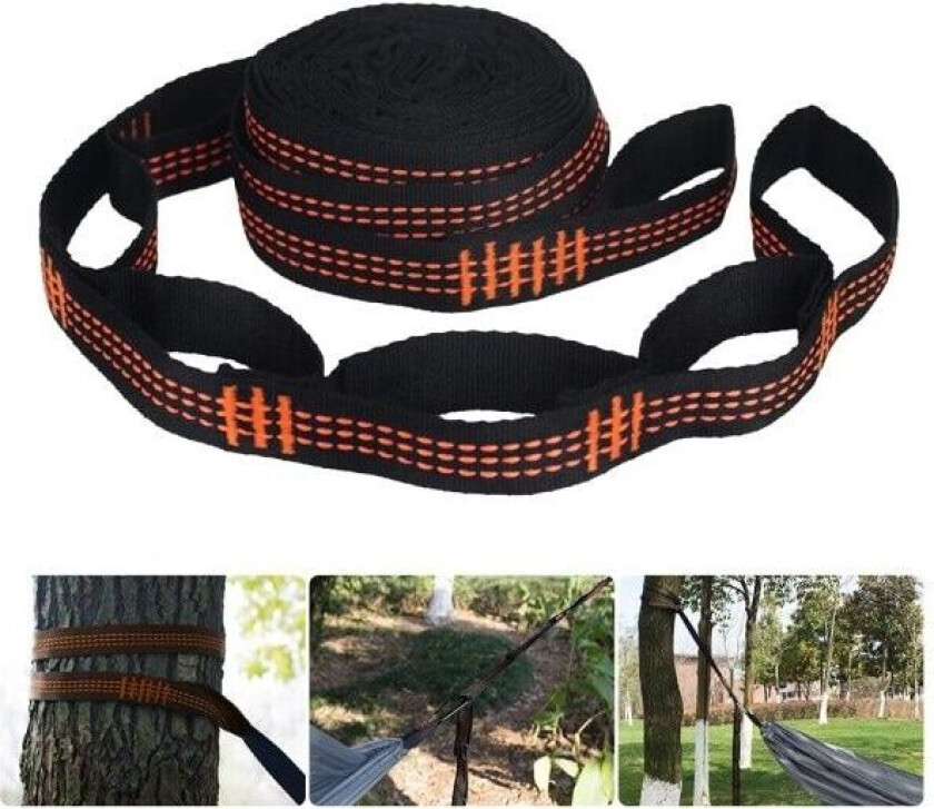 4 deler Hengekøye stropper spesial forsterket polyester stropper 5 ring høy lastbærende pigg svart ute camping hengekøye stropper