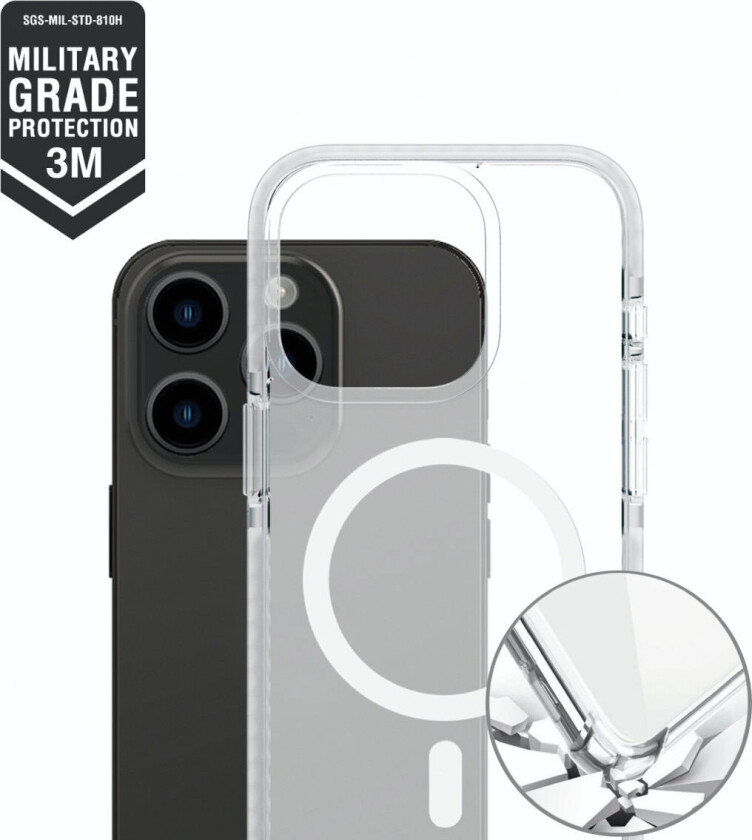 4smarts iPhone 15 Pro Max 4smarts Hybrid Guard Deksel - MagSafe-Kompatibel - Gjenomsiktig / Hvit