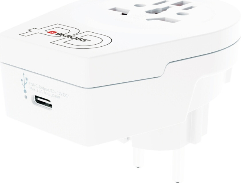 SKROSS Travel adapter from the "world" into Europe. Including USB type C Power Delivery 20W