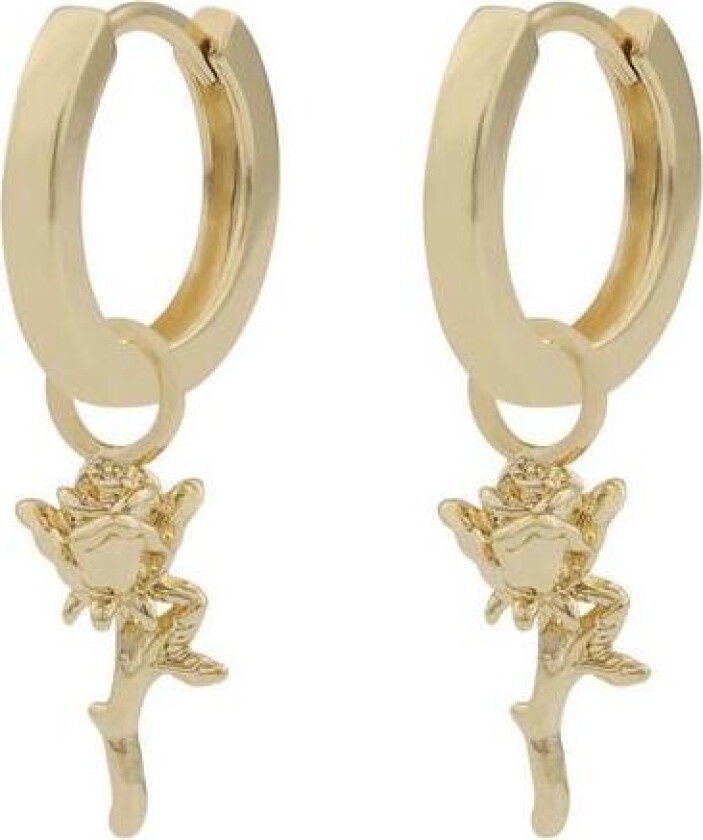 Snö Of Sweden Fairytale Rose Ring Earrings Plain Gold 14,5mm