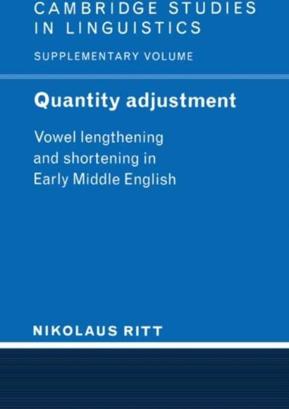 Quantity Adjustment av Nikolaus (Universitat Wien Austria) Ritt