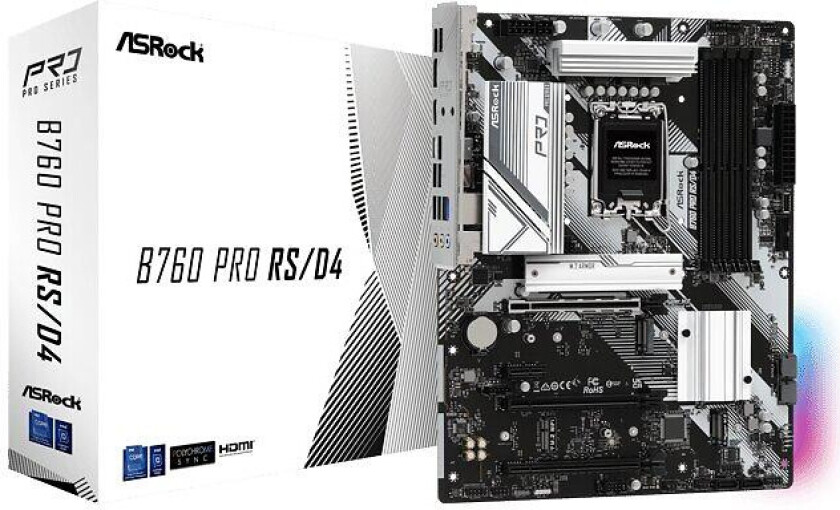 B760 PRO RS/D4 WIFI Hovedkort - Intel B760 - Intel LGA1700 socket - DDR4 RAM - ATX