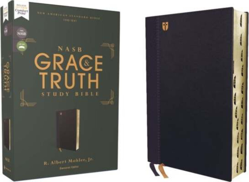 NASB, The Grace and Truth Study Bible (Trustworthy and Practical Insights), Leathersoft, Navy, Red L