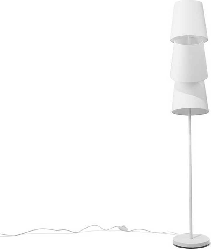 Gulvlampe i hvitt stoff og metall 164 cm 3-lys Justerbar Moderne