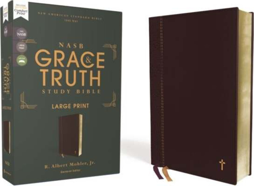 NASB, The Grace and Truth Study Bible, Large Print, Leathersoft, Maroon, Red Letter, 1995 Text, Comf