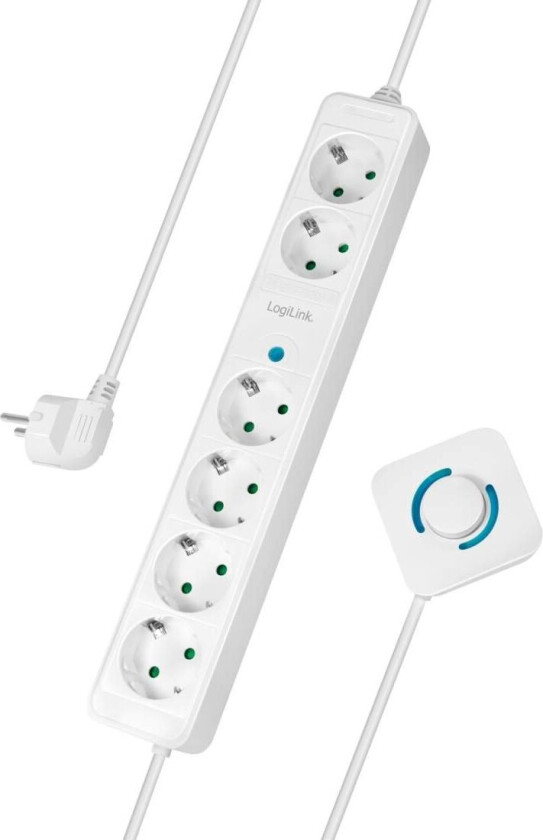 Strømuttak 4+2-veis med fotbryter Hvit