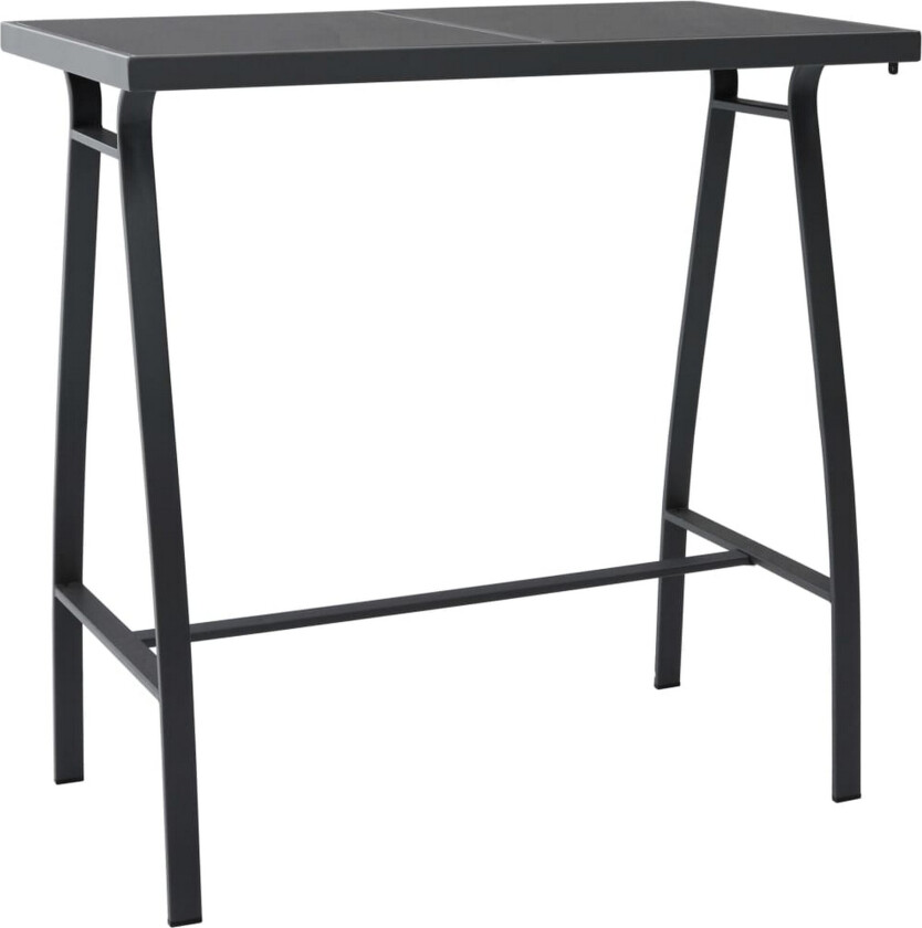 Barbord til hage svart 110x60x110 cm herdet glass