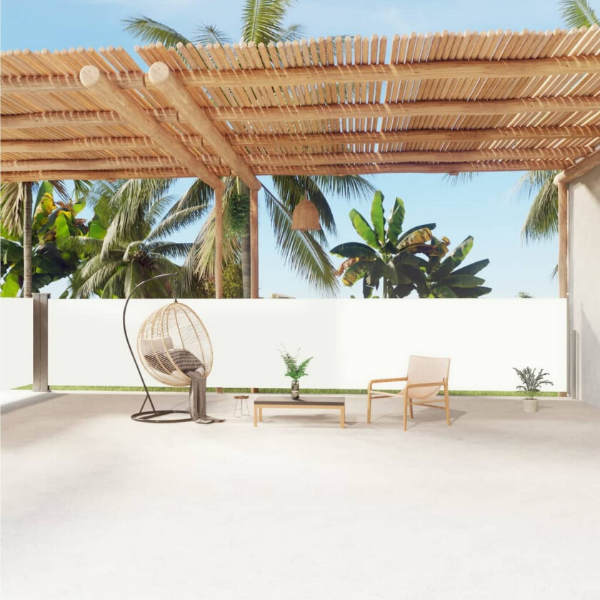 Uttrekkbar sidemarkise kremhvit 140x1200 cm