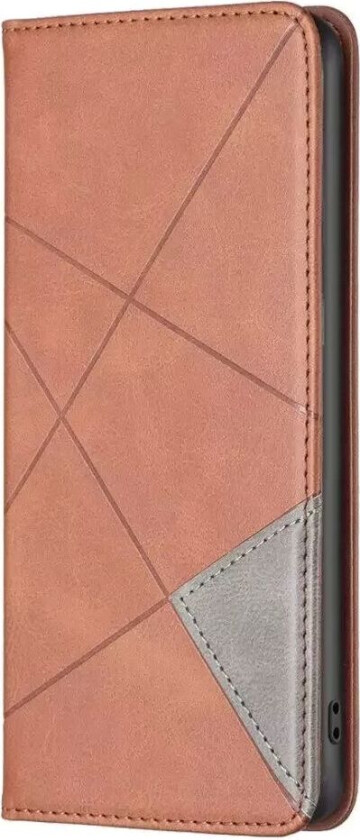 iPhone 14 Plus Kunstskinn Flipdeksel med Lommebok - Geometriske linjer - Brun