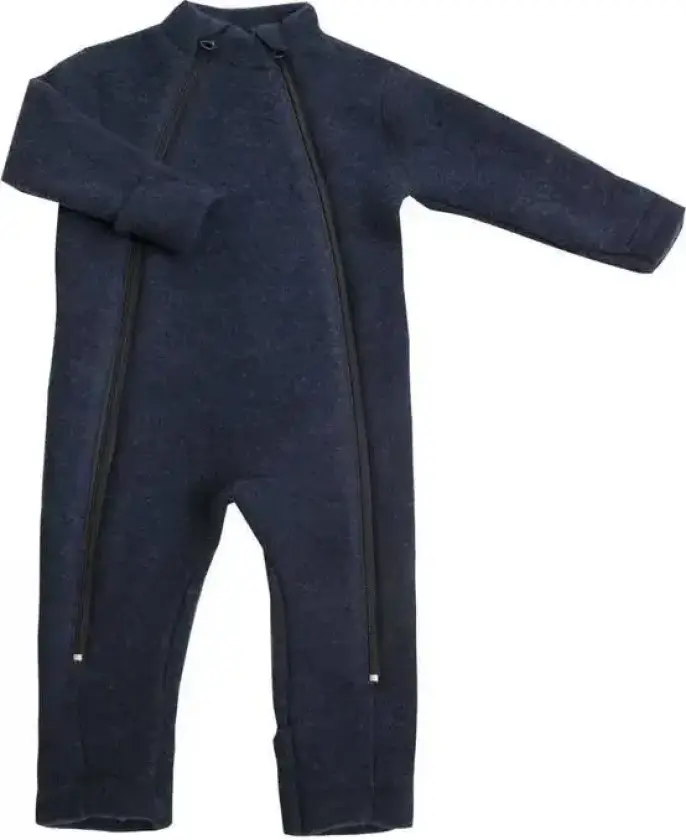 Ullfleece Heldress Til Baby Med Glidelås, Navy