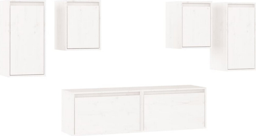 Bilde av TV-benker 6 stk hvit heltre furu