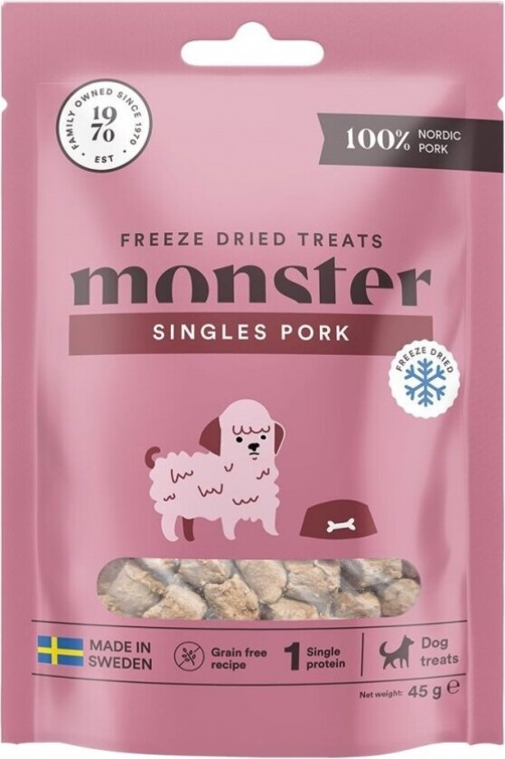 Monster Dog Treats Freeze Dried Pork 45 g