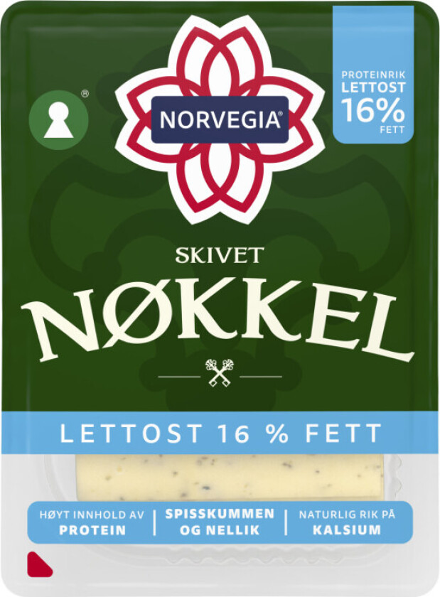 Norvegia Nøkkelost Lett 16% skivet 150g