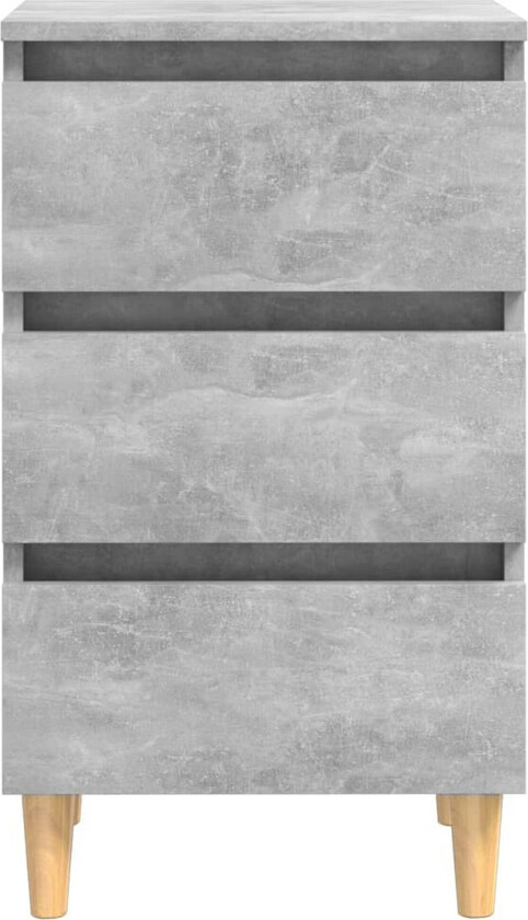 Nattbord med ben i heltre 2 stk betonggrå 40x35x69 cm