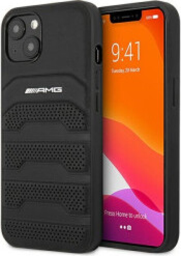 AMG case for iPhone 14 6.1 black/black hardcase Leather Debossed Lines