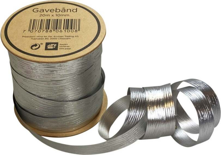 Gavebånd 20m x 10mm sølv