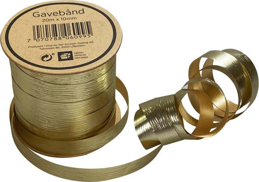 Gavebånd 20m x 10mm gull