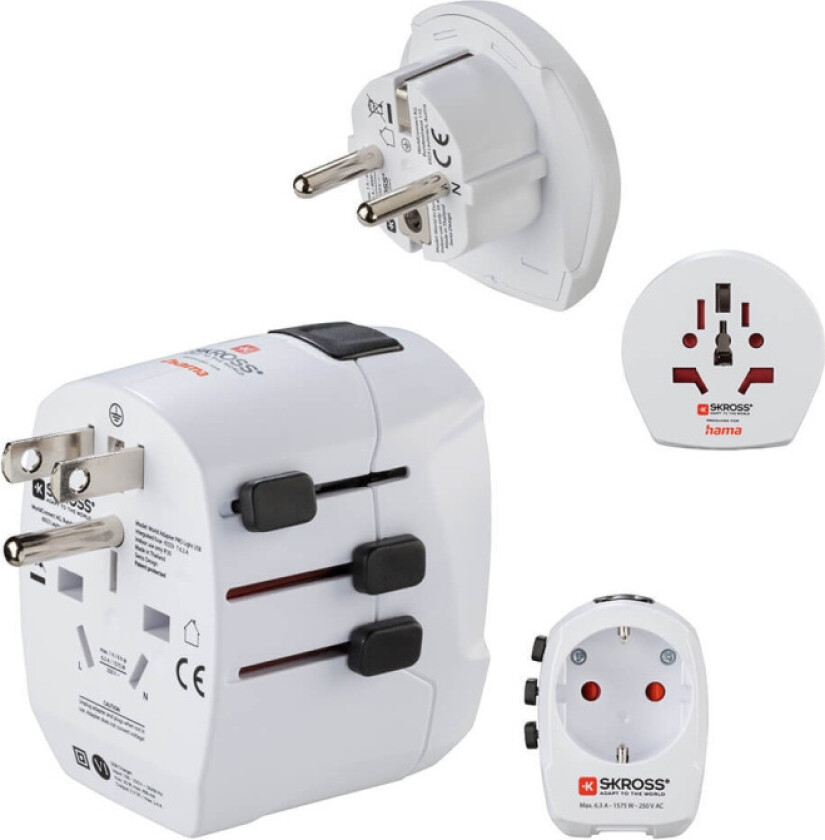 World Travel Pro Light USB power plug adapter