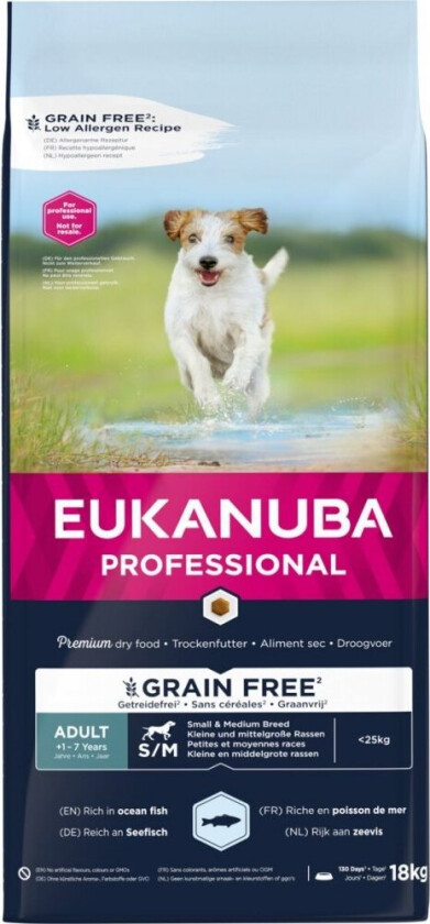 Eukanuba Dog Adult Grain Free Small & Medium Ocean Fish 18 kg