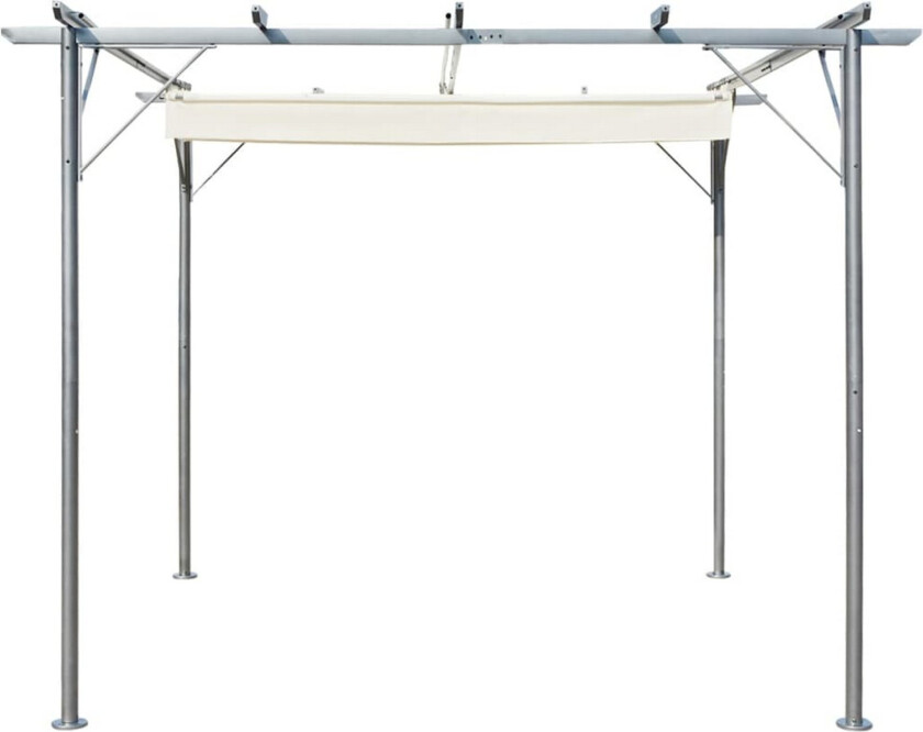 Pergola med uttrekkbart tak hvit 3x3 m stål