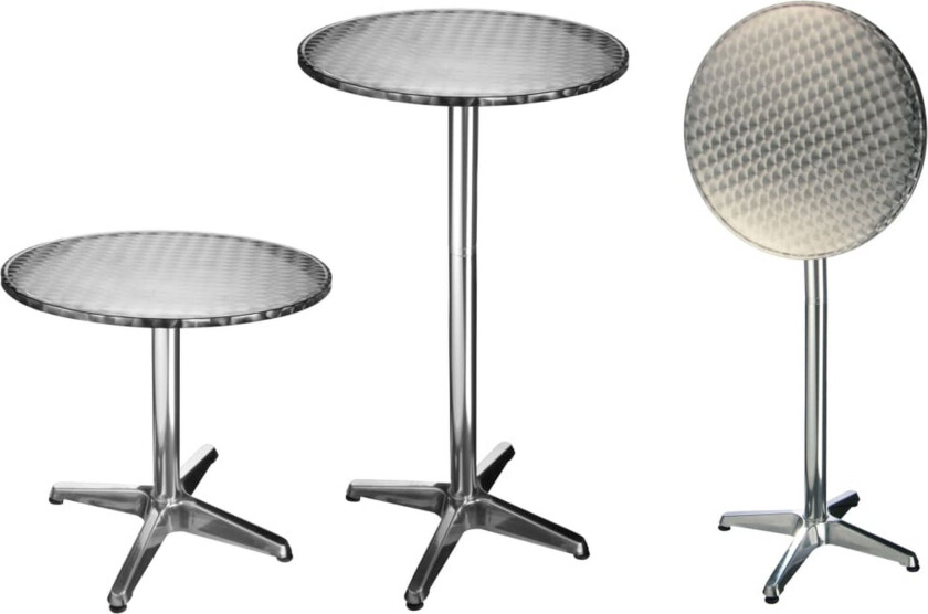 Sammenleggbart bistrobord aluminium rund 60x60x(58-115) cm