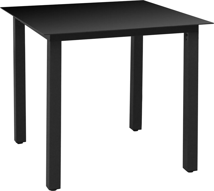 Hagebord svart 80x80x74 cm aluminium og glass