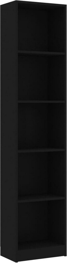 Bokhylle 5 nivåer svart 40x24x175 cm sponplate