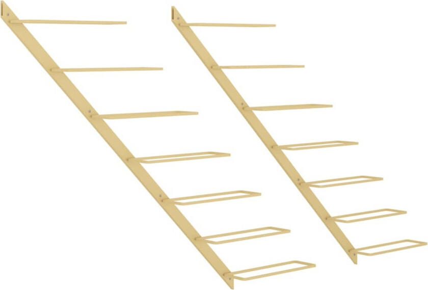 Veggmontert vinstativ for 7 flasker 2 stk gull metall