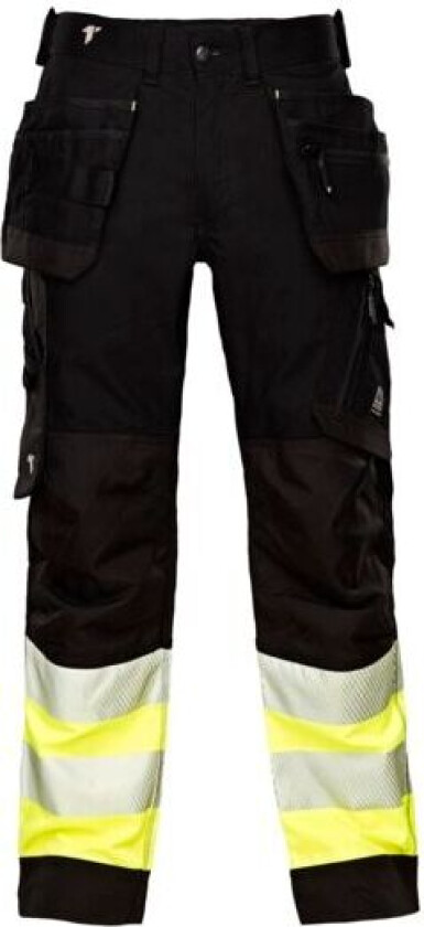 Arbeidsbukse stretch sort/gul hi viz kl.1 str 56