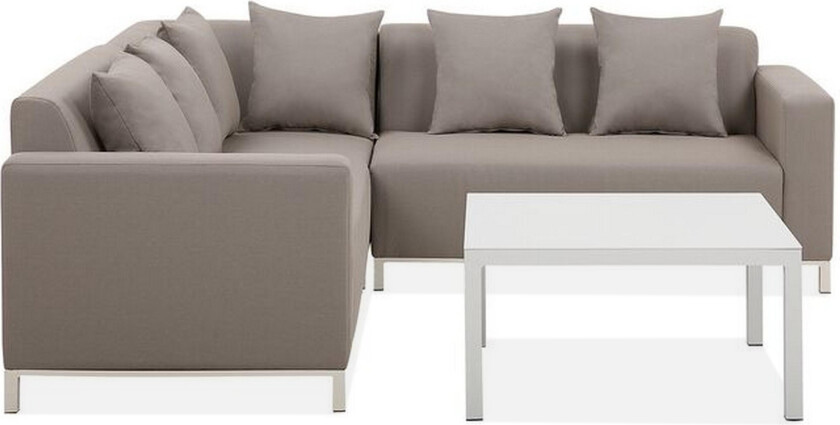 6 Stk Utendørs Seksjonssofasett Taupe Venstrevendt Samtale Aluminiumsramme med Puter