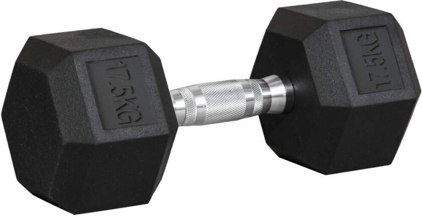Hexagon Rubber Dumbbells 17,5 Kg Støpejern Styrketrening Svart