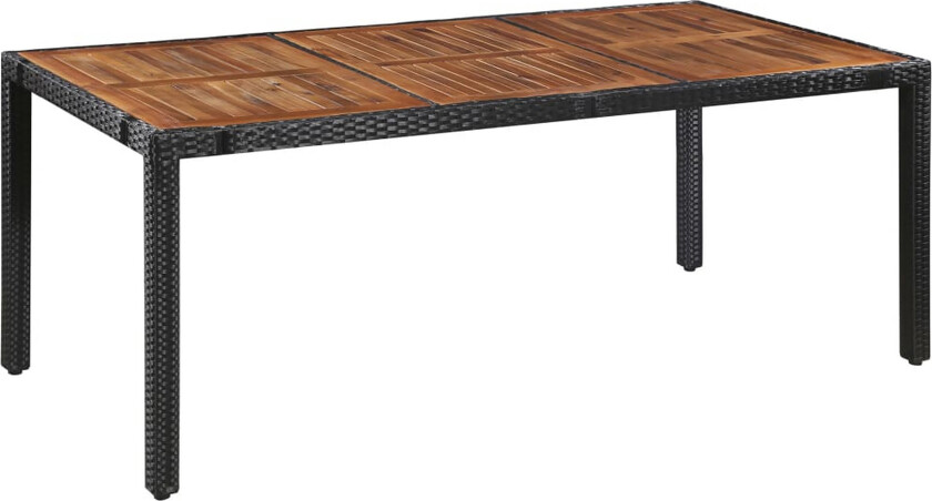 Utendørs spisestue 9 deler polyrotting og akasie svart