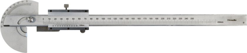 Skyvelære 0-250x0,05 mm med vinkelmåling 90° - 0°