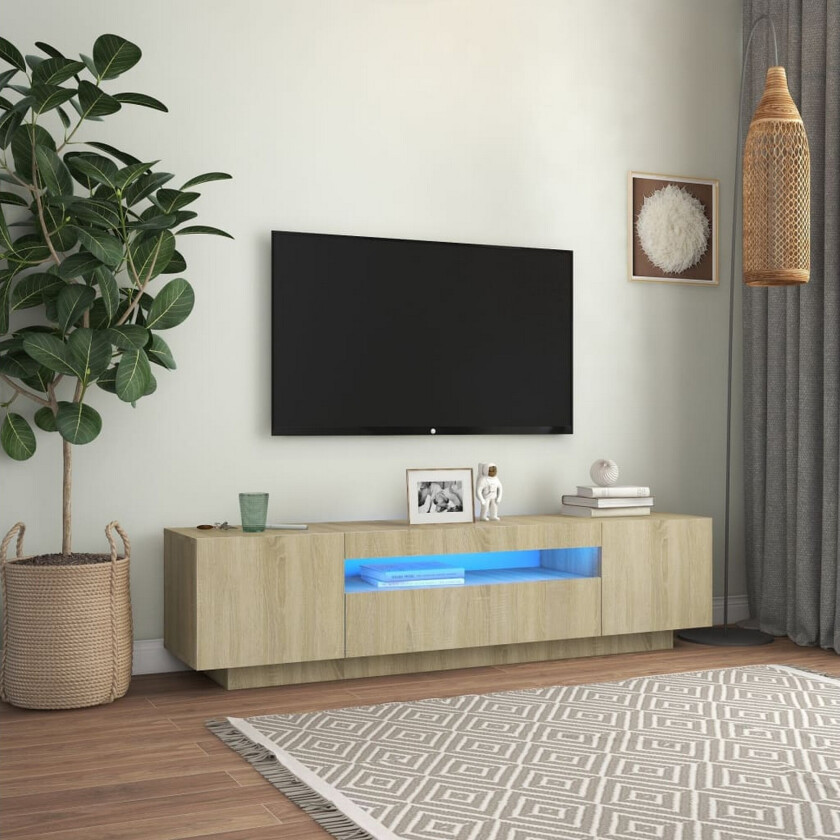 Bilde av TV-benk med LED-lys sonoma eik 160x35x40 cm