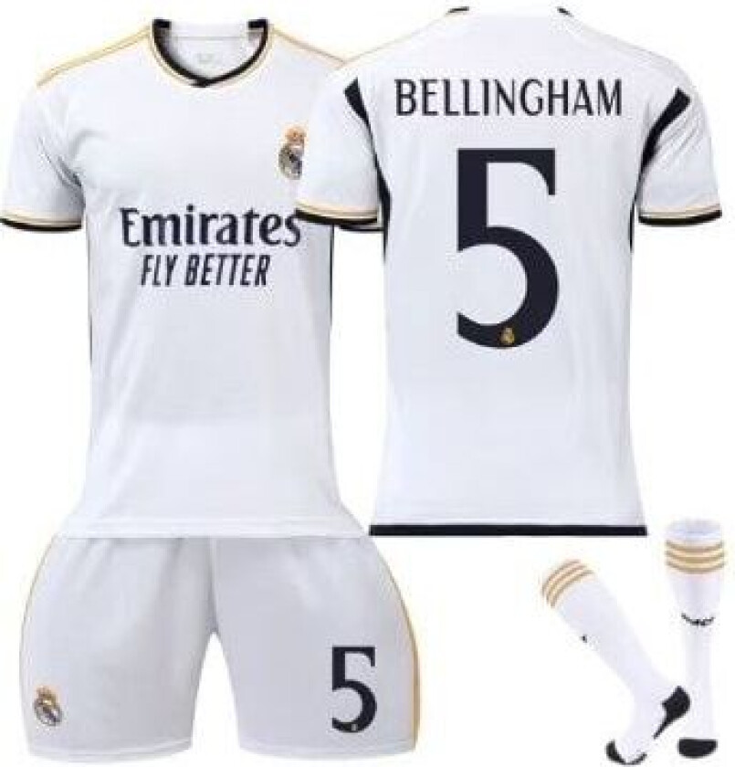 Real Madrid-drakt Hjem Kids Fotballdrakt Nr. 5 Bellingham