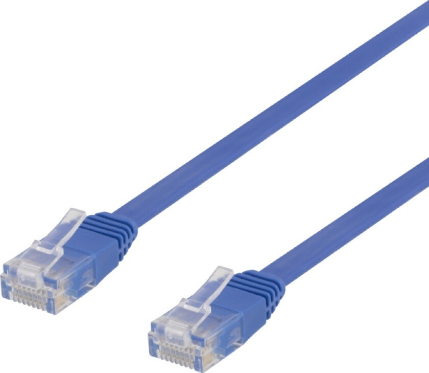 U/UTP Cat6 patch cable, flat, 0.3m, 250MHz, blue