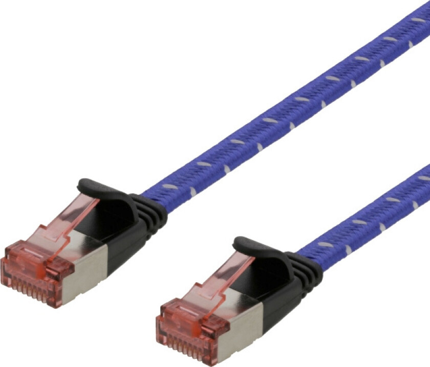 Tough Flat CAT.6A U/FTP Patch Cable, 28AWG, 1m, blue