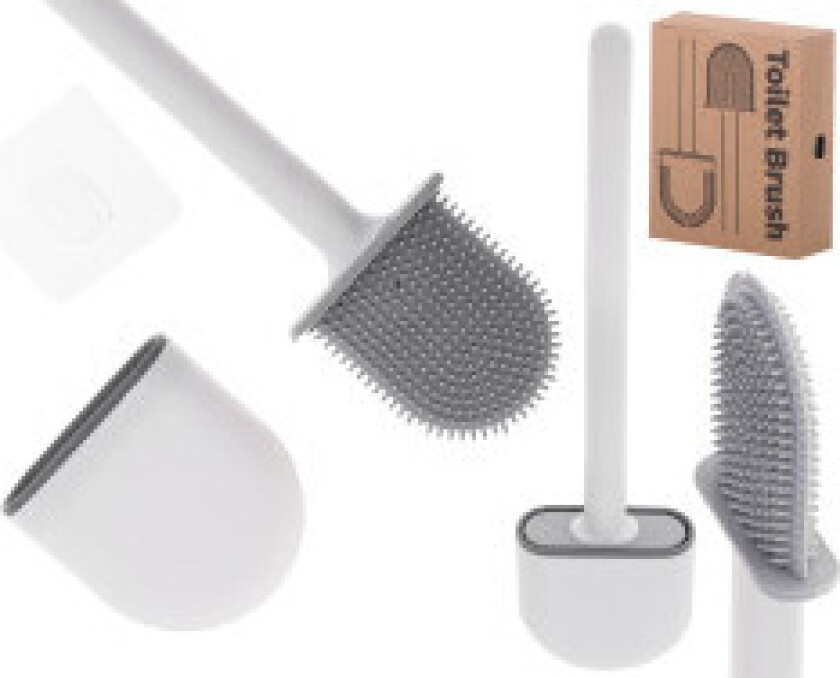 Bilde av Silikon toalettbørste med skål hvit