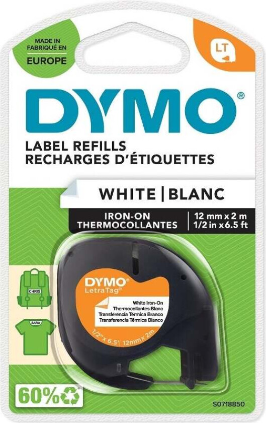 Dymo Tape Dymo Letratag tekstil hvit