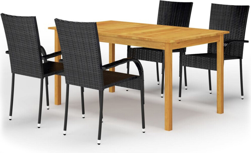 Utendørs spisestue 5 deler svart