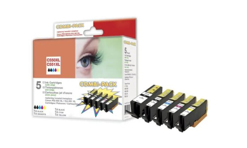 PGI-550 og CLI-551 Blekkpatron 5-pk.