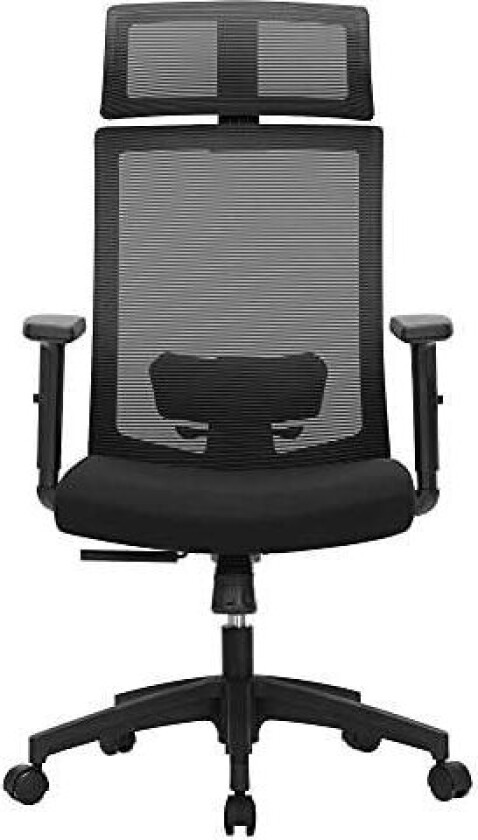 Kontorstol, skrivebordsnettstol, ergonomisk datamaskinstol, 360° svingstol, justerbar korsryggstøtte, nakkestøtte og armlener, l