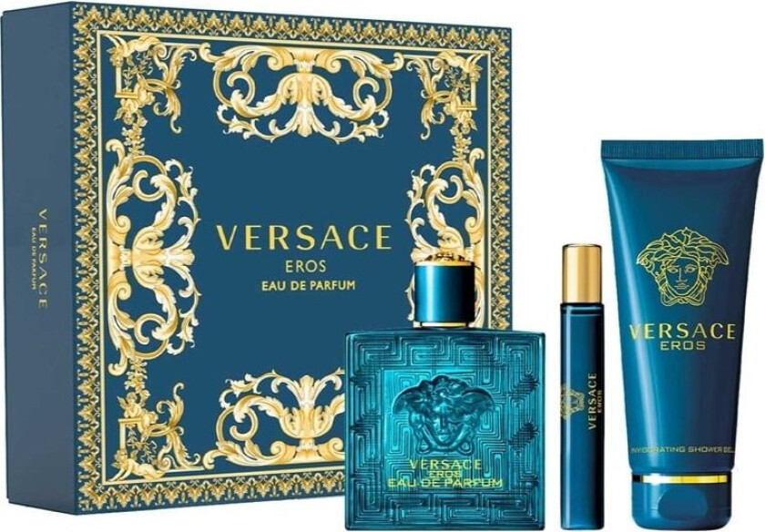 Giftset Versace Eros Edp 100ml + Edp 10ml + SG 150ml
