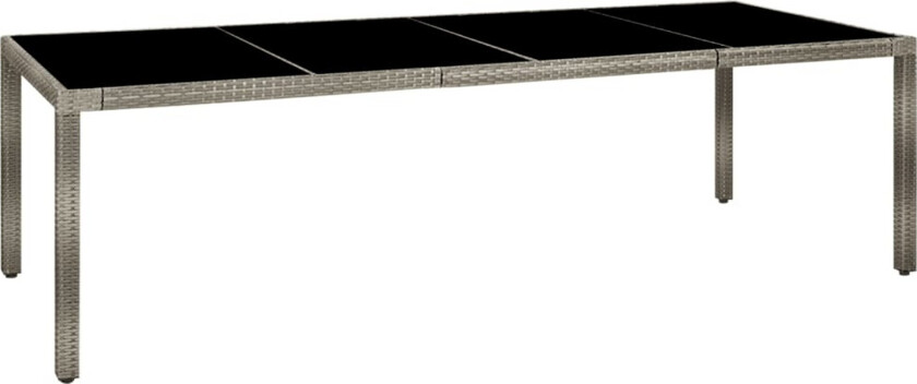 Hagebord 250x100x75 cm herdet glass og polyrotting grå