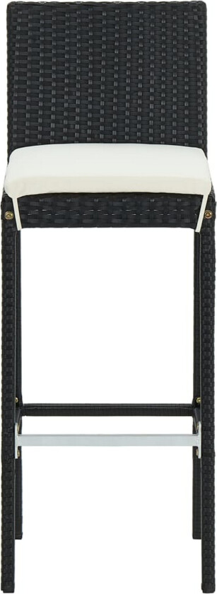 Utendørs barstoler med puter 4 stk svart polyrotting