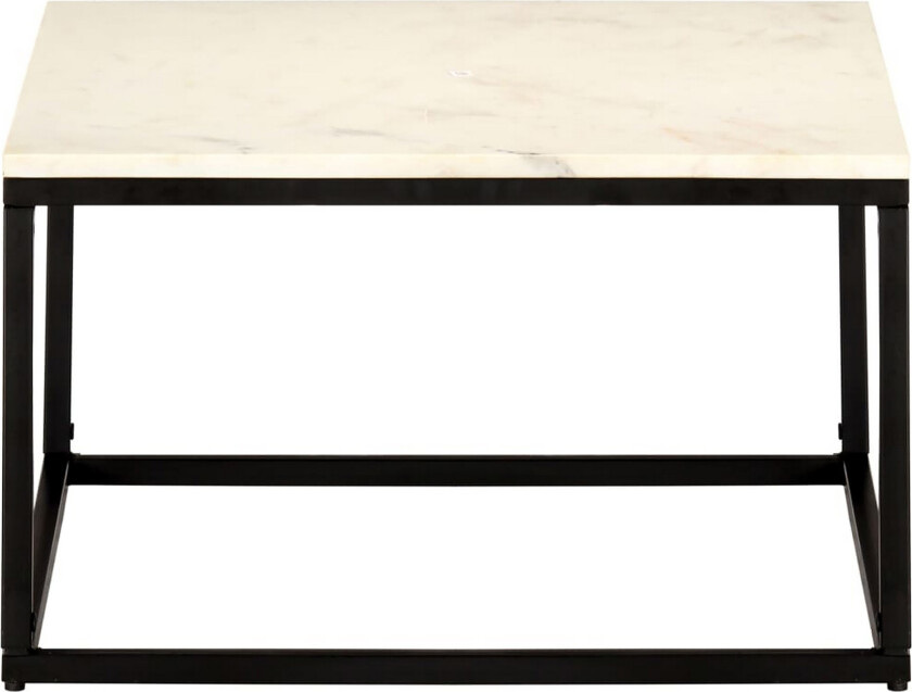 Salongbord hvit 60x60x35 cm ekte stein med marmorstruktur